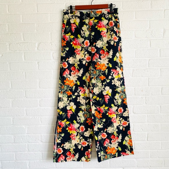 Zara Pants - Zara Black Floral Wide Leg Pants Trousers Medium Boho Poplin Vibrant Statement